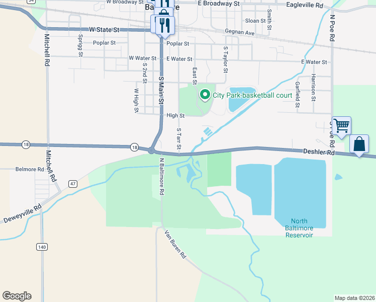 map of restaurants, bars, coffee shops, grocery stores, and more near 412 South Tarr Street in North Baltimore