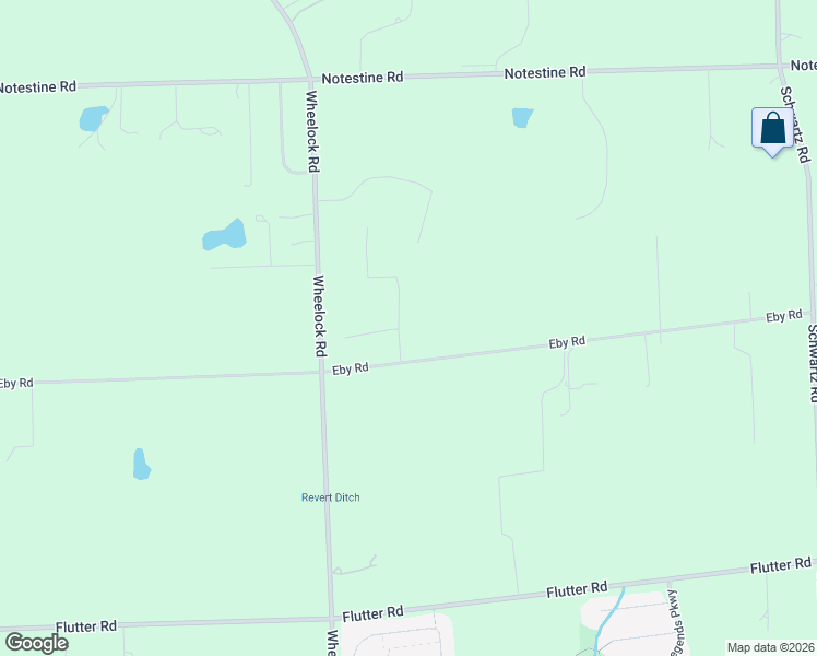 map of restaurants, bars, coffee shops, grocery stores, and more near 9301 Eby Road in Fort Wayne
