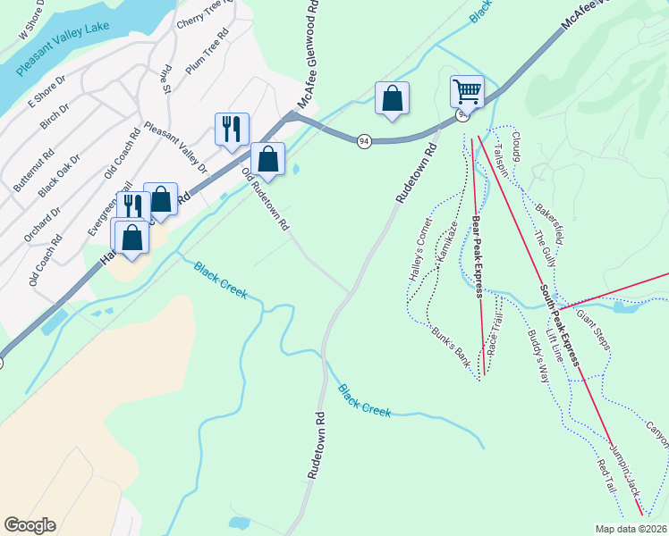 map of restaurants, bars, coffee shops, grocery stores, and more near 32 Great Gorge Terrace in Vernon Township