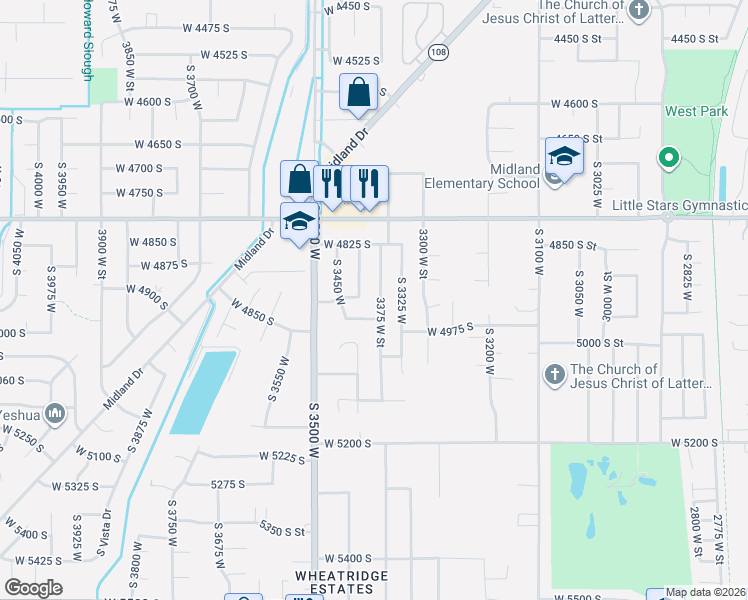 map of restaurants, bars, coffee shops, grocery stores, and more near 4941 South 3375 West in Roy