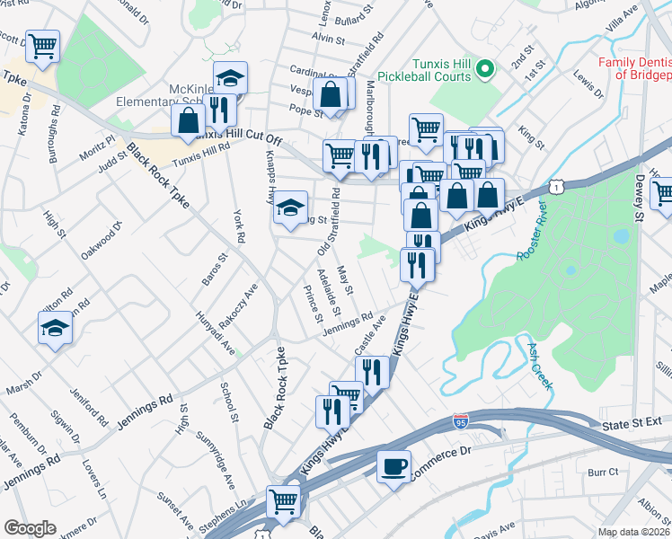 map of restaurants, bars, coffee shops, grocery stores, and more near 141 May Street in Fairfield