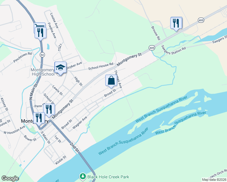 map of restaurants, bars, coffee shops, grocery stores, and more near 164 Broad Street in Montgomery