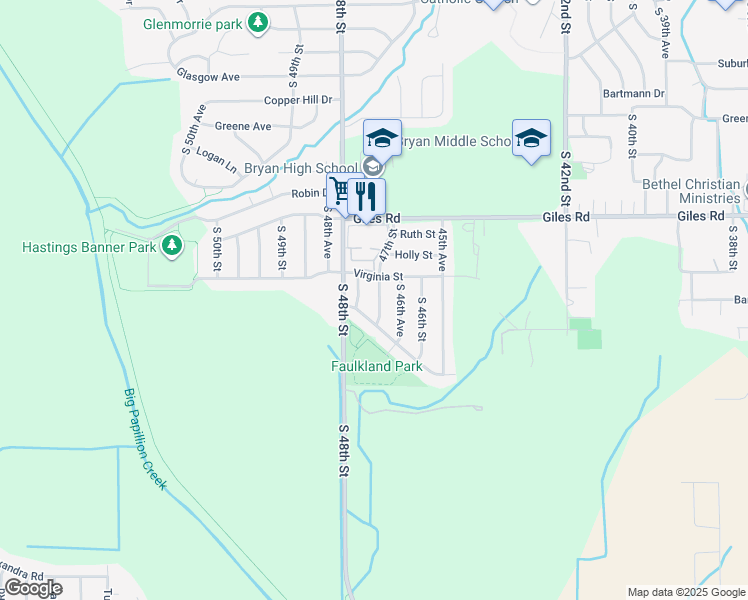 map of restaurants, bars, coffee shops, grocery stores, and more near 8514 South 47th Street in Omaha