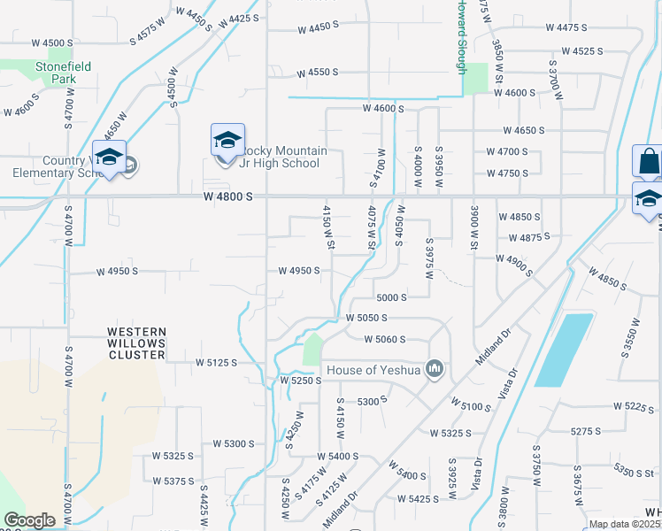 map of restaurants, bars, coffee shops, grocery stores, and more near 4150 West 4950 South in Roy