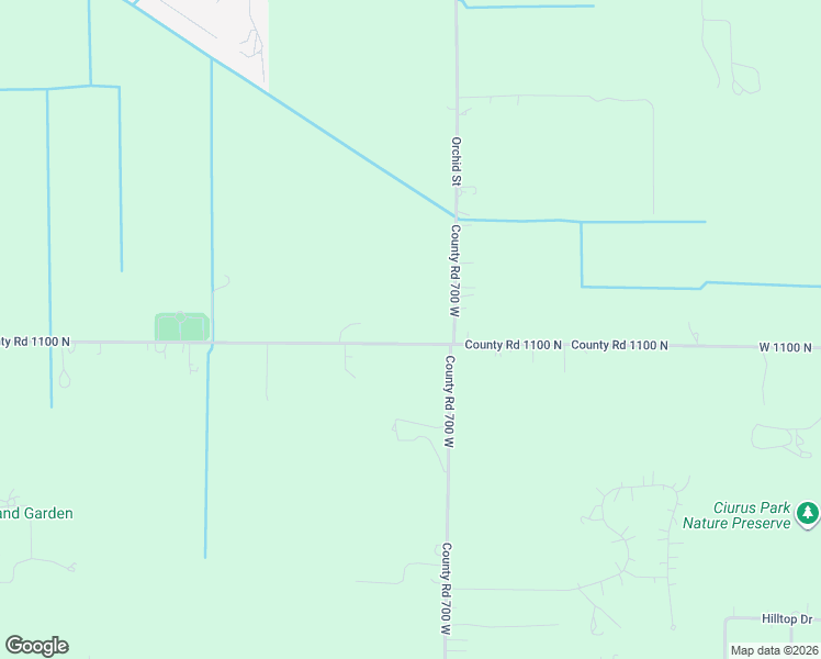 map of restaurants, bars, coffee shops, grocery stores, and more near 7126 County Road 1100 North in De Motte
