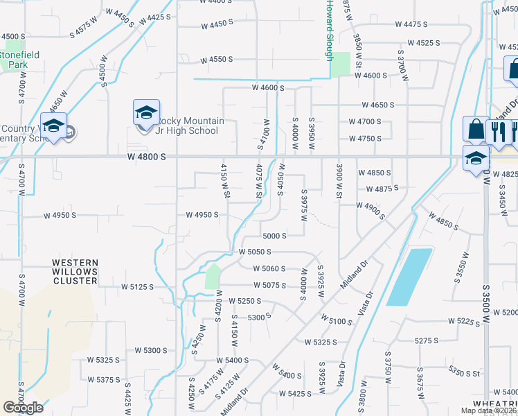 map of restaurants, bars, coffee shops, grocery stores, and more near 4895 South 4075 West in Roy