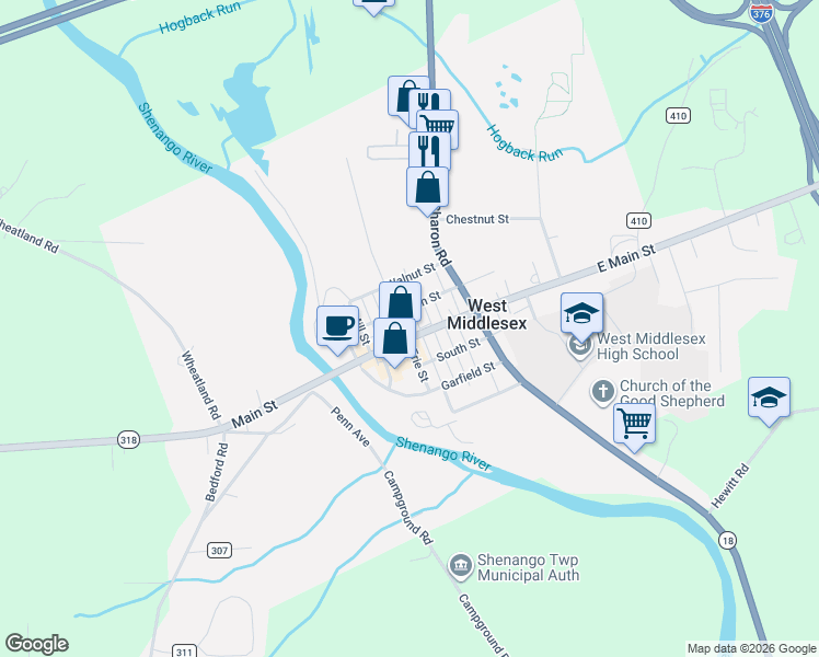 map of restaurants, bars, coffee shops, grocery stores, and more near 23-27 3rd Alley in West Middlesex
