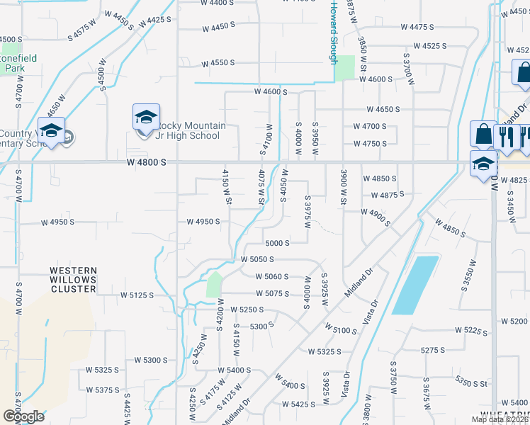 map of restaurants, bars, coffee shops, grocery stores, and more near 4890 South 4075 West in Roy