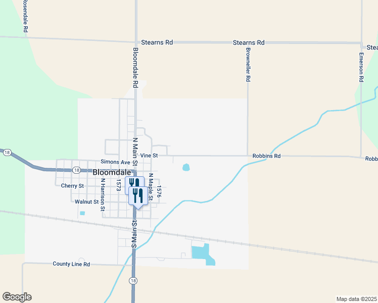map of restaurants, bars, coffee shops, grocery stores, and more near 314 Vine Street in Bloomdale
