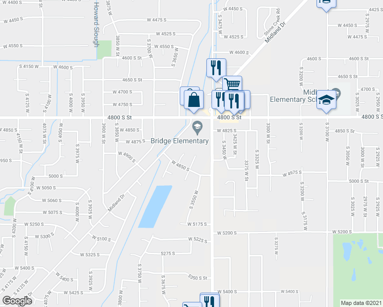 map of restaurants, bars, coffee shops, grocery stores, and more near 4833 South 3575 West in Roy
