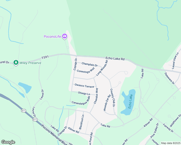 map of restaurants, bars, coffee shops, grocery stores, and more near 1755 Conestoga Way in Monroe County