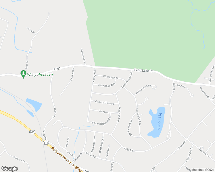 map of restaurants, bars, coffee shops, grocery stores, and more near Oneida Crescent in Tobyhanna