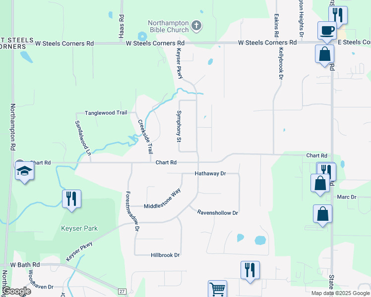 map of restaurants, bars, coffee shops, grocery stores, and more near in Cuyahoga Falls