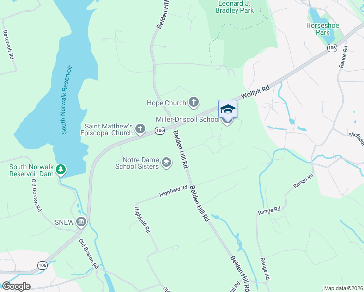 map of restaurants, bars, coffee shops, grocery stores, and more near 342 Belden Hill Road in Wilton