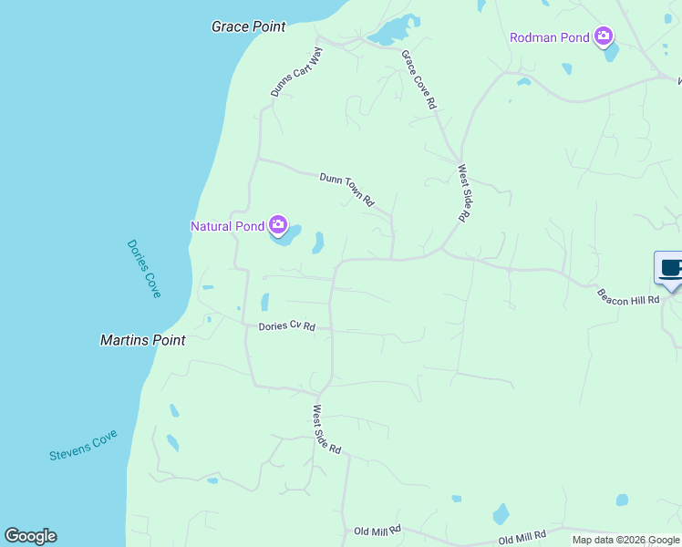 map of restaurants, bars, coffee shops, grocery stores, and more near 1557 West Side Road in New Shoreham
