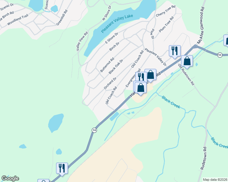 map of restaurants, bars, coffee shops, grocery stores, and more near 8 Old Coach Road in Sussex County