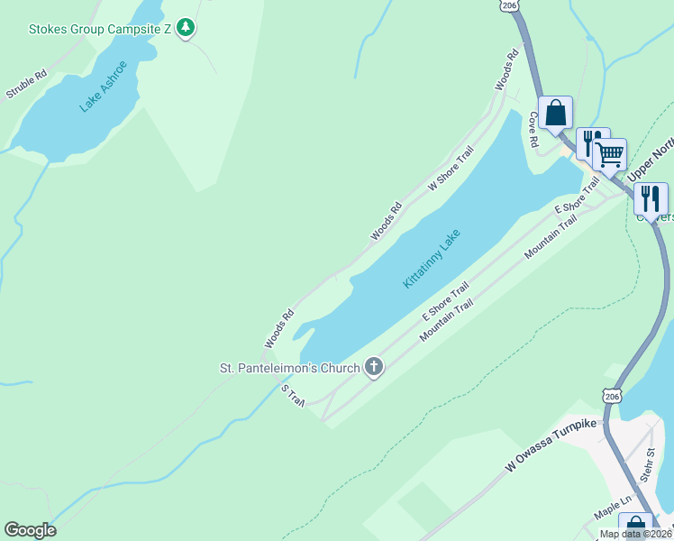 map of restaurants, bars, coffee shops, grocery stores, and more near 103 Woods Road in Sussex County