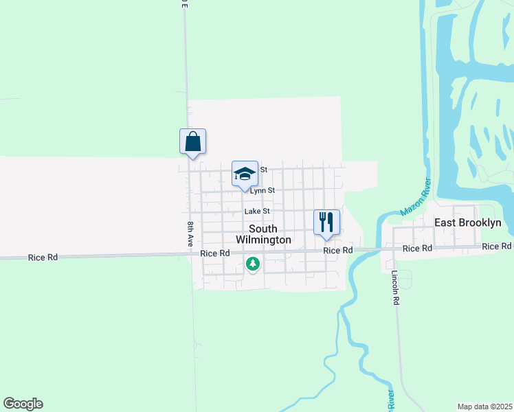 map of restaurants, bars, coffee shops, grocery stores, and more near in South Wilmington