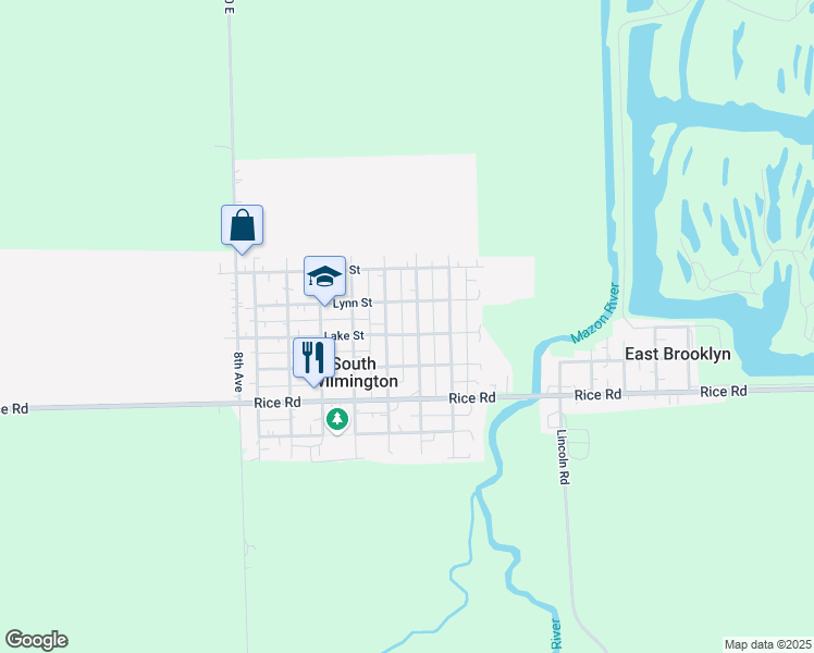 map of restaurants, bars, coffee shops, grocery stores, and more near in South Wilmington