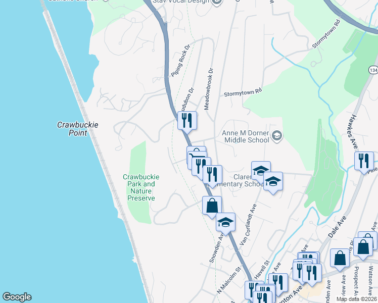 map of restaurants, bars, coffee shops, grocery stores, and more near 217 North Highland Avenue in Ossining