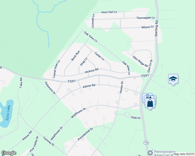 map of restaurants, bars, coffee shops, grocery stores, and more near 504 Paupack Lane in Tobyhanna