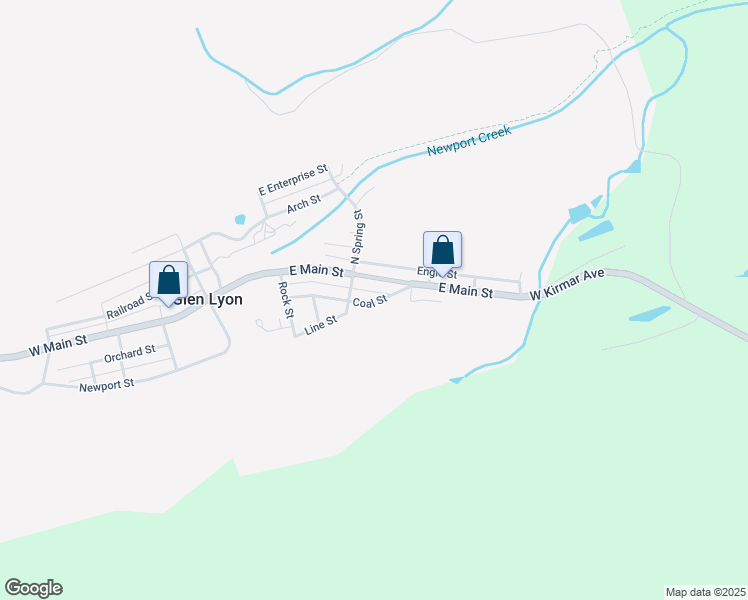 map of restaurants, bars, coffee shops, grocery stores, and more near 97 East Main Street in Glen Lyon