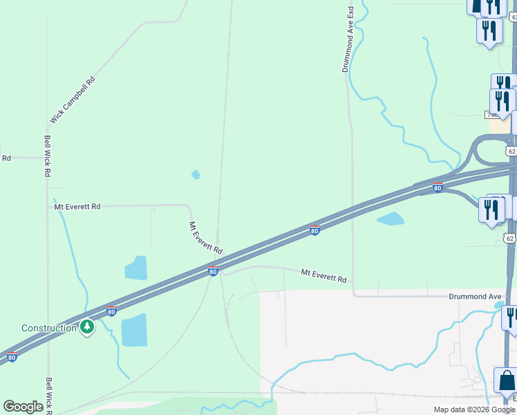 map of restaurants, bars, coffee shops, grocery stores, and more near Interstate 80 in Hubbard
