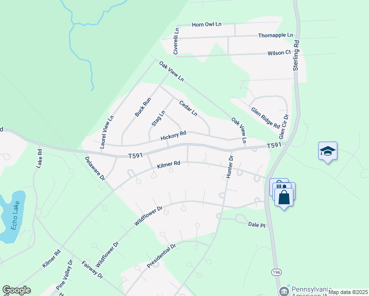 map of restaurants, bars, coffee shops, grocery stores, and more near 504 Paupack Lane in Tobyhanna