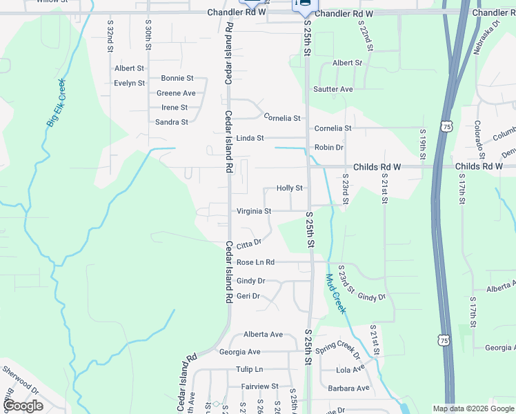 map of restaurants, bars, coffee shops, grocery stores, and more near 8405 South 26th Street in Bellevue