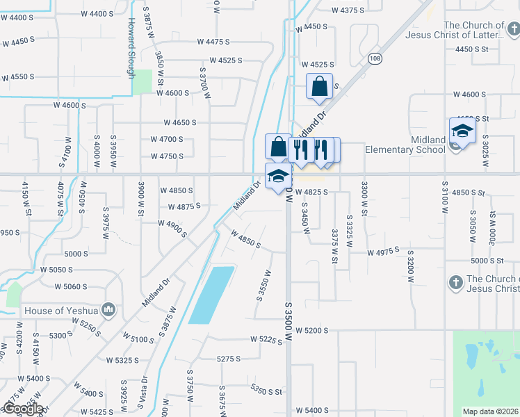 map of restaurants, bars, coffee shops, grocery stores, and more near 3800 South 1900 West in Roy