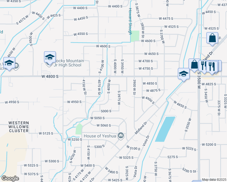 map of restaurants, bars, coffee shops, grocery stores, and more near 4024 West 4875 South in Roy