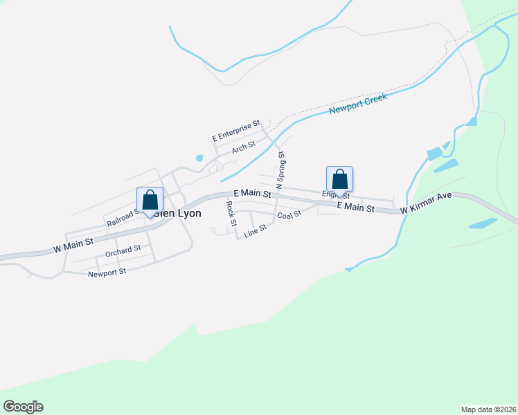 map of restaurants, bars, coffee shops, grocery stores, and more near Rear East Main Street in Glen Lyon