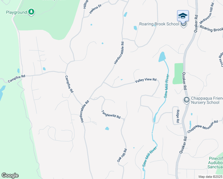 map of restaurants, bars, coffee shops, grocery stores, and more near 10 Valley View Road in Chappaqua