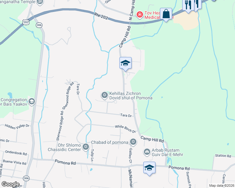 map of restaurants, bars, coffee shops, grocery stores, and more near 4 Beaver Dam Road in Pomona
