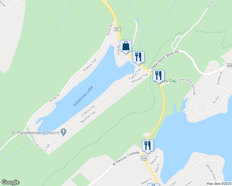 map of restaurants, bars, coffee shops, grocery stores, and more near 28 Mountain Trail in Branchville