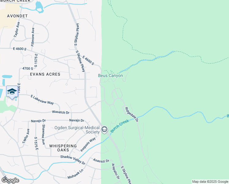 map of restaurants, bars, coffee shops, grocery stores, and more near 4851 Knollwood Drive in Ogden