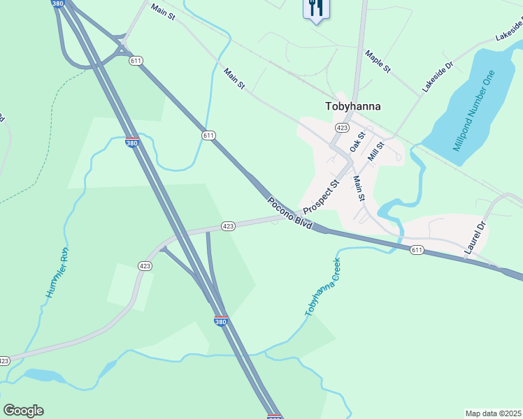map of restaurants, bars, coffee shops, grocery stores, and more near 210 Pocono Boulevard in Monroe County