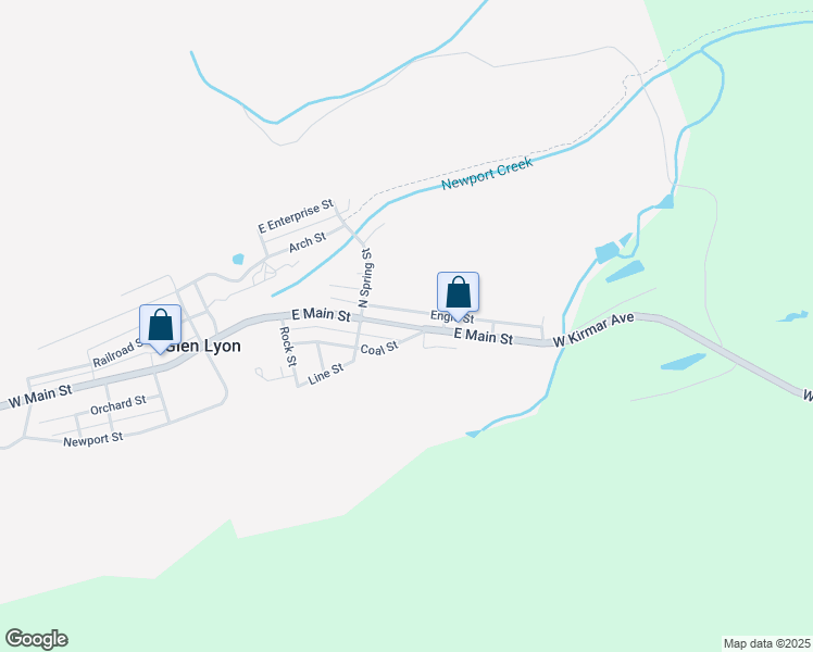 map of restaurants, bars, coffee shops, grocery stores, and more near 97 East Main Street in Glen Lyon