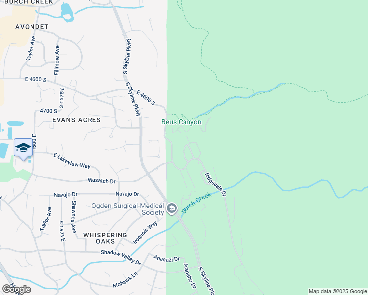 map of restaurants, bars, coffee shops, grocery stores, and more near 4851 Knollwood Drive in Ogden