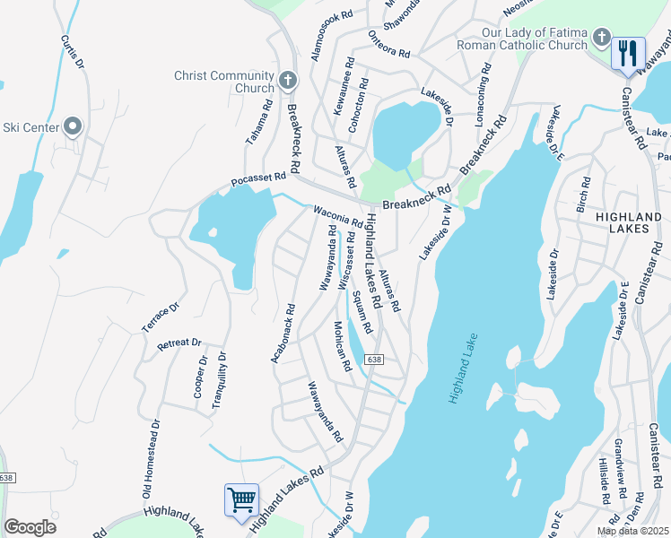 map of restaurants, bars, coffee shops, grocery stores, and more near 252 Wawayanda Road in Sussex County