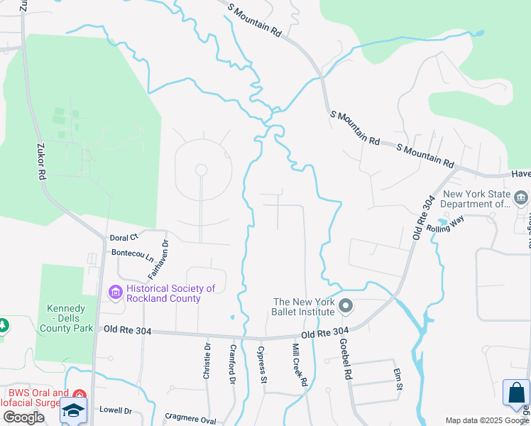 map of restaurants, bars, coffee shops, grocery stores, and more near 9 River Rise Road in New City