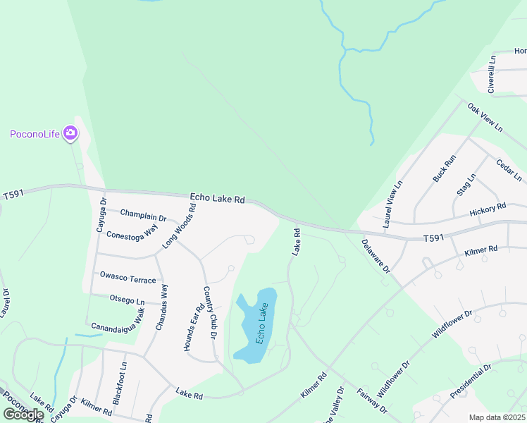 map of restaurants, bars, coffee shops, grocery stores, and more near 285 Echo Lake Road in Tobyhanna