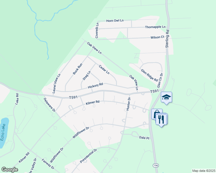 map of restaurants, bars, coffee shops, grocery stores, and more near 2730 Hickory Road in Monroe