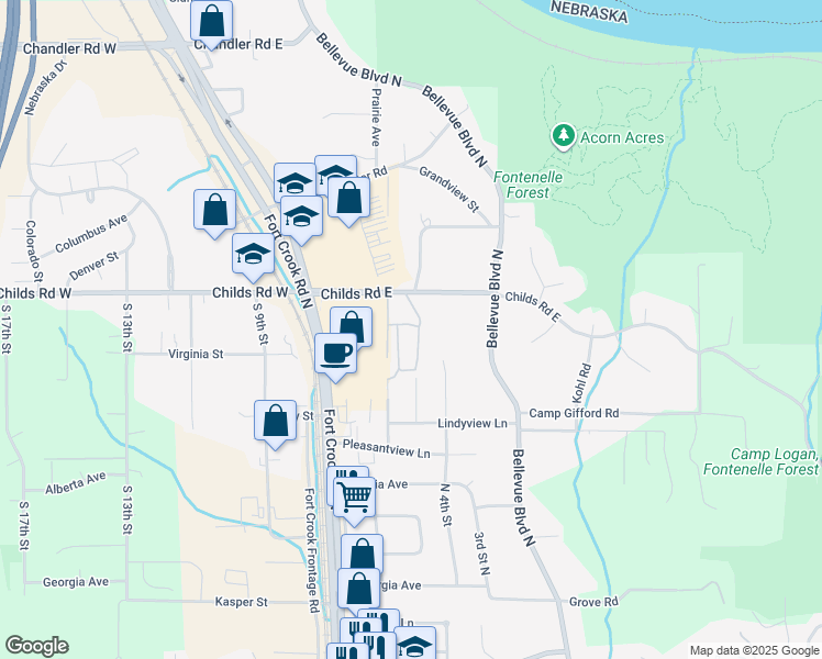 map of restaurants, bars, coffee shops, grocery stores, and more near 915 Inverness Court in Bellevue