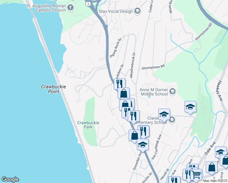 map of restaurants, bars, coffee shops, grocery stores, and more near 255 North Highland Avenue in Ossining