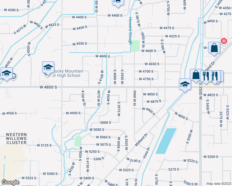 map of restaurants, bars, coffee shops, grocery stores, and more near 3998 West 4850 South in Roy