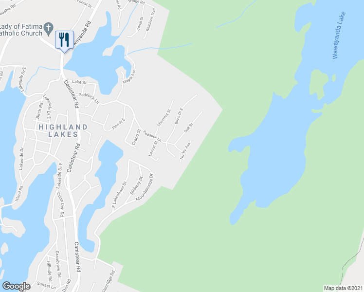 map of restaurants, bars, coffee shops, grocery stores, and more near 2 Oak Street in Vernon Township