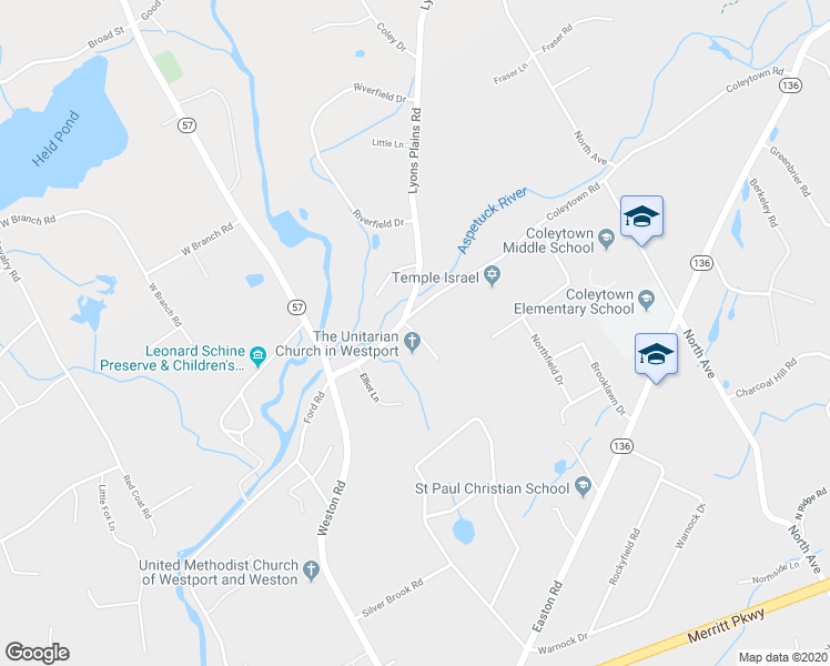 map of restaurants, bars, coffee shops, grocery stores, and more near 5 Sheila Lane in Westport