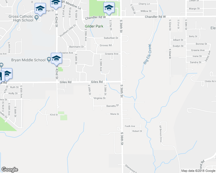 map of restaurants, bars, coffee shops, grocery stores, and more near 3802 Giles Road in Bellevue