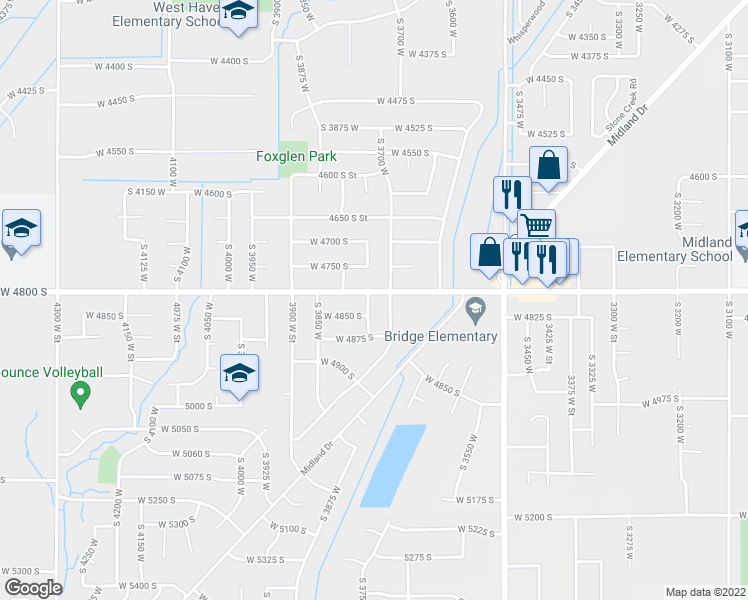 map of restaurants, bars, coffee shops, grocery stores, and more near 4816 South 3750 West in Roy